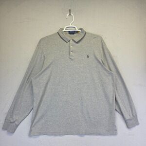 Polo Ralph Lauren Polo Shirt Mens‎ 2XL Gray Long Sleeve Classic Fit Golf Sports